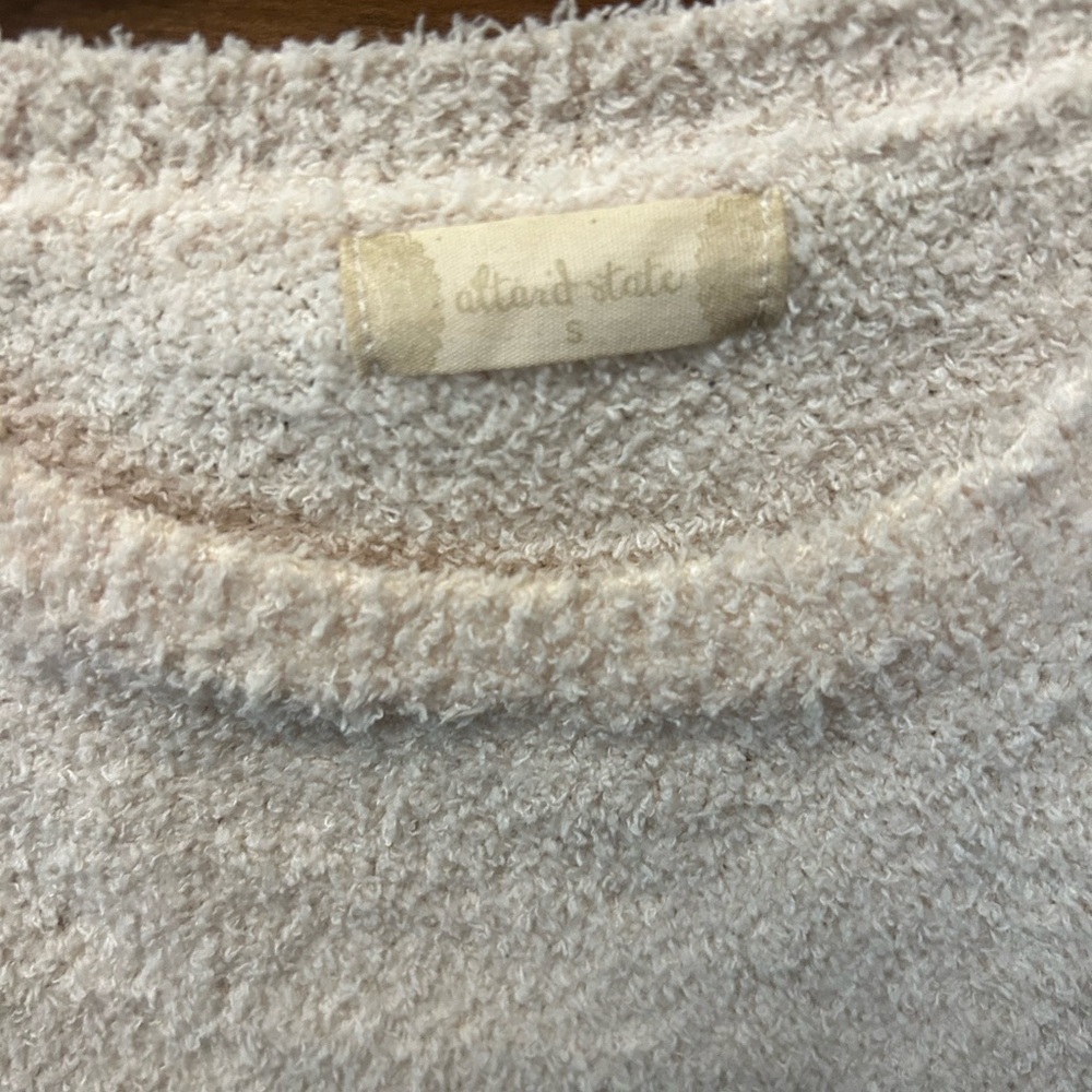 Altar'd State Cream and Brown Crew Neck Sweater with Colorful Sleeves - Picture 3 of 3
